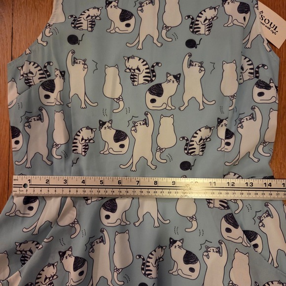 LA Soul Women's Sleeveless A-Line Dress Blue All Over Cute Cat Print Sz S, NWT! - Picture 9 of 12